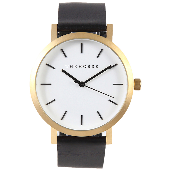 The Original Watch In Brushed Gold Black Leather Strap THE  HORSE専門店TELLER