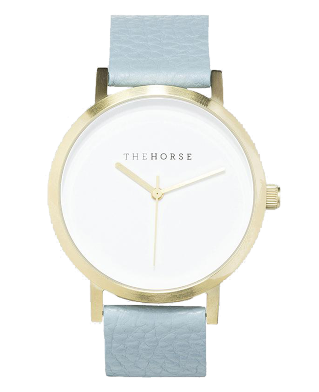 The Original Watch In Brushed Gold / Sky Blue Strap | THE HORSE