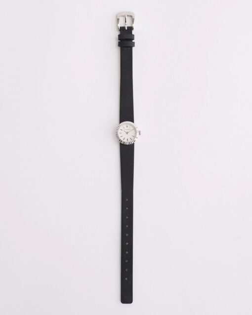 Polished Silver / White Dial / Black Leather